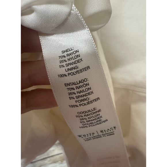 White House Black Market Ivory Ruffle Peplum Blazer Jacket Size 4 Hook Eye - Picture 6 of 6